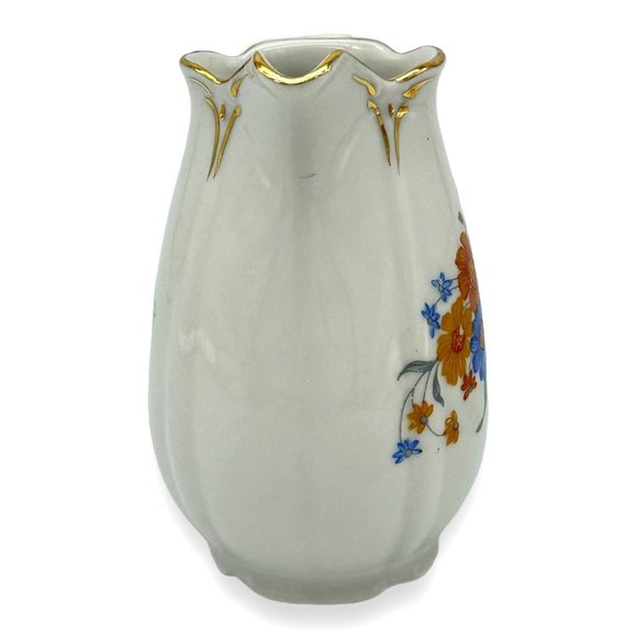 VTG Porcelain Creamer Germany US Zone Double Side Floral Designs Gold Trim 4.5" - Picture 6 of 11